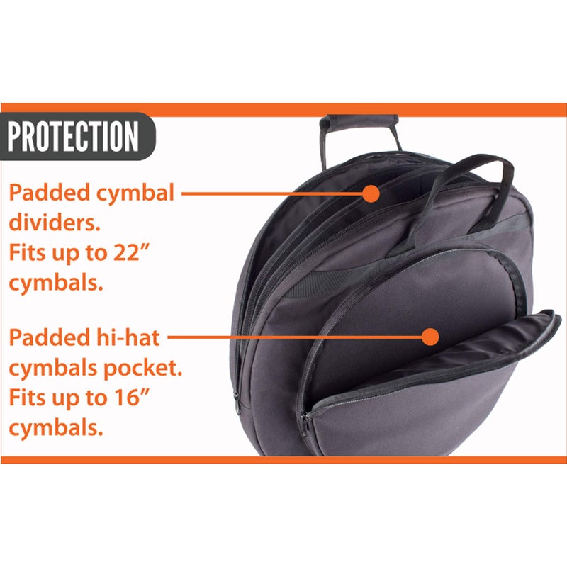 Protec Heavy Ready Series 22" Cymbal Bag with 2 Padded Dividers & Backpack Straps, Model HR231 - Image 5